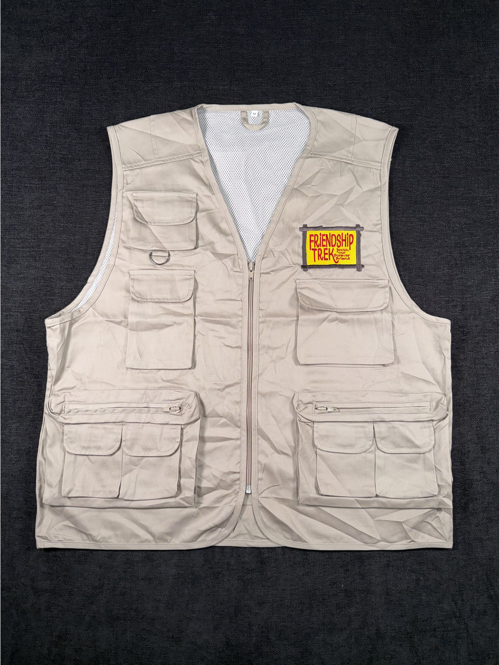 Friendship Trek Men's Beige Utility Vest with Multiple Pockets, Size M